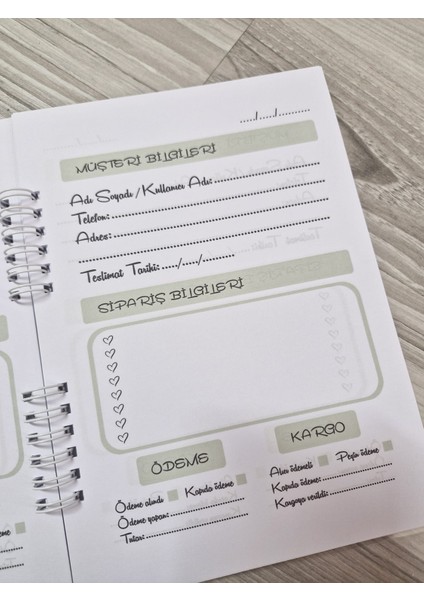 Sipariş Defteri Mavi Ortanca Çiçekli 50 Yp ve 30 Not Kartı Seti modelleri