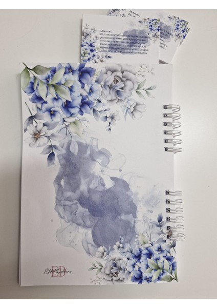 Sipariş Defteri Mavi Ortanca Çiçekli 50 Yp ve 30 Not Kartı Seti indirimleri