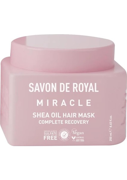 Savon De Royal Miracle Saç Bakım Maskesi 250 ml | Boyalı ve Kıvırcık Saçlar | Iyileşme Etkili | Shea Yağı