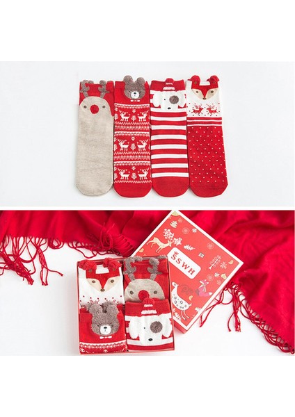 2025 Yeni Yılbaşı Çorap 4 Çift Paket (Yurt Dışından)