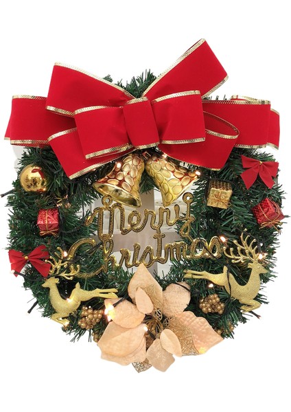 Noel Süsü Çelenk Vitrin Düzeni Kapı Asması Rattan Alan Düzeni Noel Çelenği (Yurt Dışından)