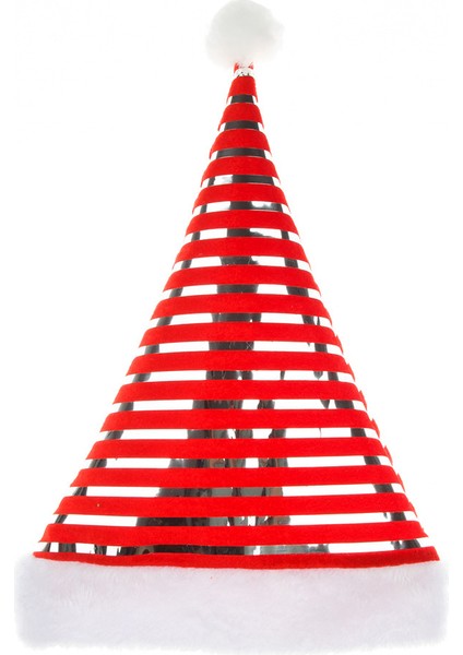 Noel Için Kadife Peluş Çizgili Noel Şapkası (Yurt Dışından)