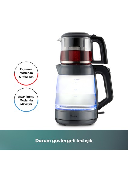 Infinity XL 1764H Cam Çay Makinesi Antrasit Siyah fırsatları