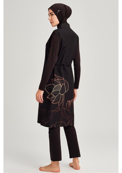 HSM-3048-B Azure Bakır Yaprak Desenli Tesettür Mayo fırsatları