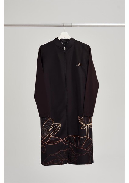 HSM-3048-B Azure Bakır Yaprak Desenli Tesettür Mayo