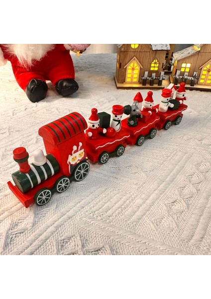 Noel Süsleri Ahşap Dört Bölümlü Küçük Tren (Yurt Dışından) fiyatları