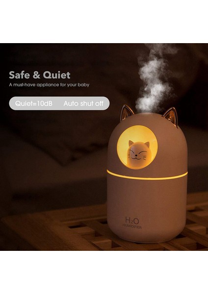 2x Sevimli Kedi Serin Sis Nemlendirici Kedi Gecesi Işık Temel Saf Hava Bebek Oda Kolay Temiz Sessiz Çalışma Beyaz (Yurt Dışından) modelleri