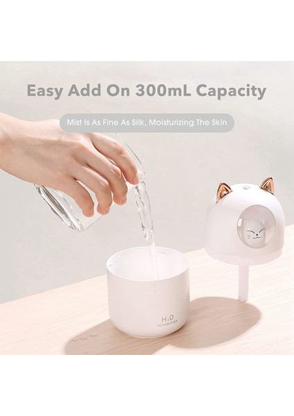 2x Sevimli Kedi Serin Sis Nemlendirici Kedi Gecesi Işık Temel Saf Hava Bebek Oda Kolay Temiz Sessiz Çalışma Beyaz (Yurt Dışından) indirimleri