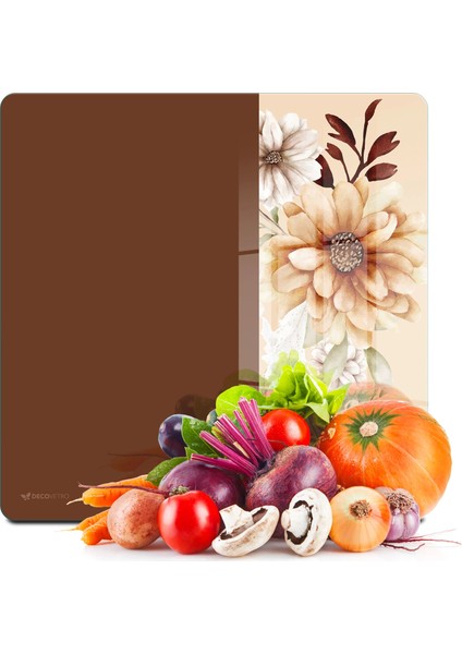 Cam Kesme Tahtası ve Sunumluk Kare Vintage Coffee 30X30 cm