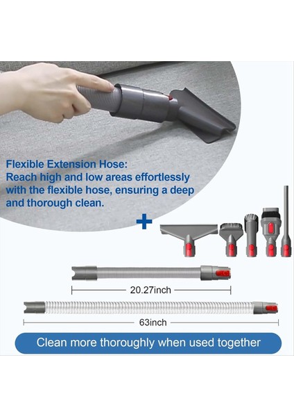 Dyson V15 V11 V10 V7 V7 V8 Vakum Süpürge, Esnek Uzatma Hortum Yatak Aracı Sert Fırça Yumuşak Kıl Bağlanma (Yurt Dışından) modelleri