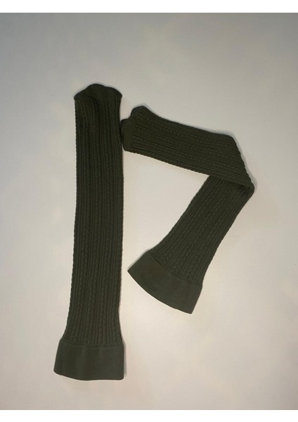 Knıt Kabartma Triko 200 Den Örgü Desenli Kalın Kışlık Haki Khakı Dizaltı Pantolon Çorabı fiyatları