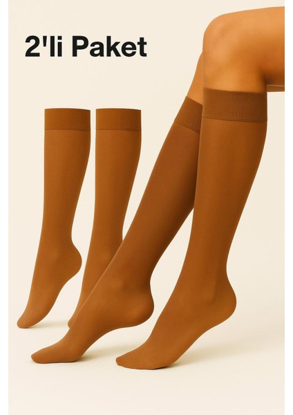 2'li Kadın Diz Altı Pantolon Çorap Orta Kalın Micro 40 Denye Bronz Mat Mus Çorap modelleri