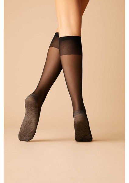 Pamuk Takviyeli Siyah Konfor Dizaltı Çorap modelleri