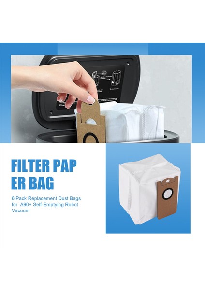 Amarey A90 Için 6 Paket Yedek Toz Torbaları+ Kendini Boşaltıcı Robot Vakumu (Yurt Dışından) fırsatları