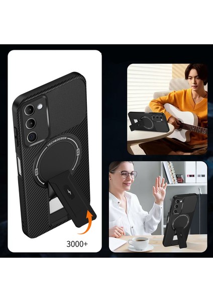 Xiaomi Redmi 15 Karbon Fiber Dokulu Pc + Tpu Telefon Kılıfı ve Ayaklık (Yurt Dışından) fiyatları