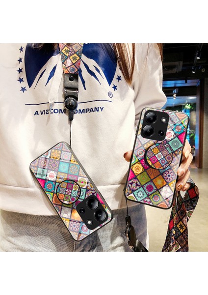 Xiaomi Redmi 15C Kickstand Etnik Desenli Temperli Cam Telefon Kılıfı ve Kayışı (Yurt Dışından) modelleri