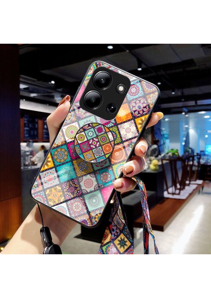 Xiaomi Redmi 15C Kickstand Etnik Desenli Temperli Cam Telefon Kılıfı ve Kayışı (Yurt Dışından) indirimleri