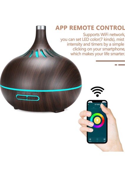 Akıllı Wifi Hava Nemlendiricisi Esansiyel Yağ Difüzör Alexa &amp Google Home Deep Wood Ab Fişi ile Çalışır (Yurt Dışından) fiyatları