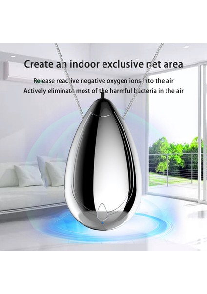 Mini Giyilebilir Hava Temizleyici Kişisel Seyahat Boyutu Hava Temizleyici Kolye ve Taşınabilir USB Şarj Duman Temizleyici Gümüş (Yurt Dışından) modelleri