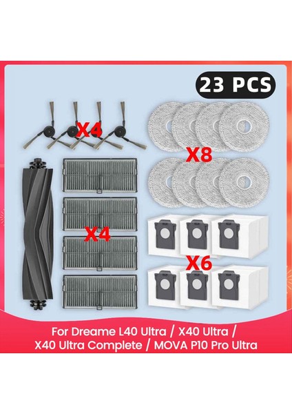 Dream L40 Ultra / X40 Ultra / X40 Ultra Tam / Mova P10 Pro Ultra Yedek Parçalar Filtre Toz Torbası Mop Fırçası Için (Yurt Dışından)