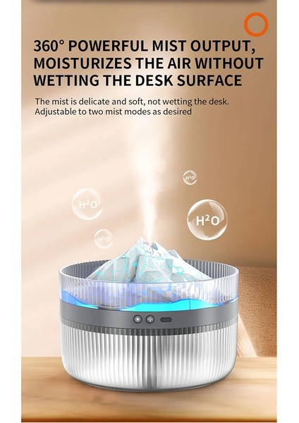 Volcano Aromaterapi Makinesi Çok Fonksiyonlu Çok Fonksiyonlu Alev Nemlendiricisi 2l Büyük Kapasiteli Parfüm Difüzör Atmosferi Gece Işığı (Yurt Dışından) fırsatları