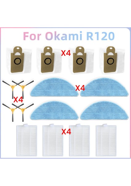Okami R120 Vakum Parçaları Için Toz Torbası Yan Fırça Hepa Filtre Mop Bez Aksesuarları (Yurt Dışından)