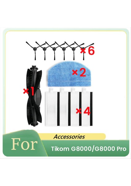 Tikom G8000/G8000 Pro Supping Robot Aksesuarları Temizleyici Parçalar Değiştirme Ana Yan Fırça Toz Çanta Mop (Yurt Dışından)