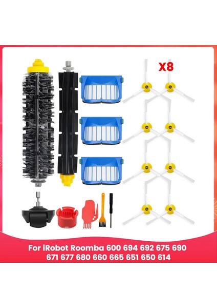 Irobot Roomba Için Yedek Parçalar 600 Serisi 694 692 675 690 671 677 680 660 665 651 650 &amp; 500 Serisi Fırça Filtreleri (Yurt Dışından)