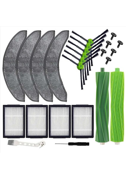 Irobot Roomba Için Combo J7+ J9+ Robot Vakum Kiti Yedek Parça Aksesuarları Ana Yan Fırça Hepa Filtre Mop Kumaş Pedleri (Yurt Dışından)