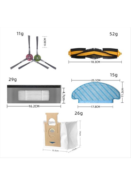Ecovacs Deeboot N10 / N10 Plus Robot Vacuma Seğriçi Parçaları Ana Yan Fırça Hepa Filtre Mop Kumaş (Yurt Dışından) modelleri
