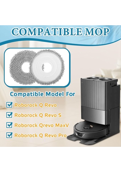 Roborock Q Revo/qrevo Pro/qrevo S/qrevo Curv/qrevo Maxv Robot Vakum Temizleyici Mop Bezi Yedek Parçalar (Yurt Dışından) modelleri