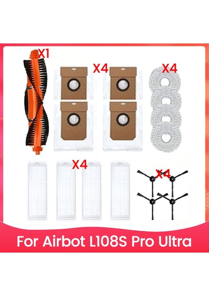 17PCS Fırça Filtre Toz Torbası ve Paspas Bez Kiti Airbot L108S Pro Ultra Vakum Süpürge Aksesuarları Yedek Parçalar (Yurt Dışından)