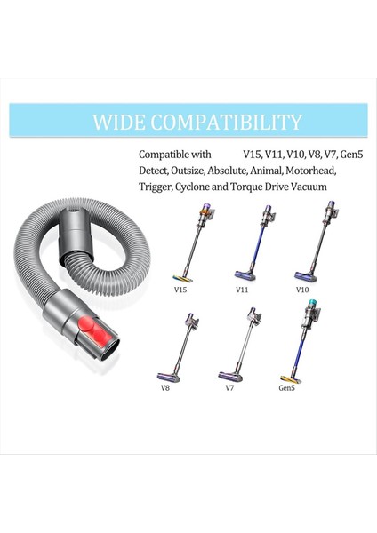 Dyson V7 V8 V8 V11 V15 Kablosuz Çubuk Vakum Süpürge Aksesuar Eki (37 Ila 70 Inç) Için Esnek Uzatma Hortumu (Yurt Dışından) fiyatları