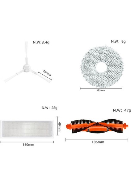 Xiaomi Mijia Için Kendi Kendini Temizleyen Robot 2 C101 Roller Ana Yan Fırça Hepa Filtre Mop Kumaşları Yedek Parça (Yurt Dışından) fiyatları