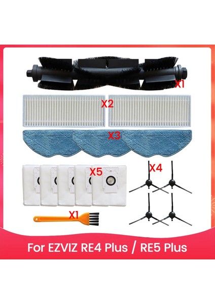 Ezvız Re4 Plus / Re5 Artı Ana Yan Fırça Hepa Filtre Mop Bez Torbaları Robot Vakum Süpürge Parçaları (Yurt Dışından)