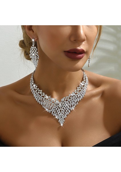 Kolye Küpe Seti, A Tılı Retro Tarzda Zarif Tasarım, Ziyafet Elbisesi Için Renkli, Yüksek Kali Kadın Modeli (Yurt Dışından) fiyatları