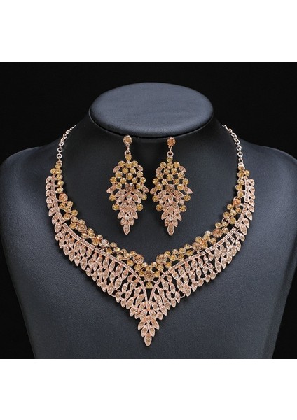 Kolye Küpe Seti, A Tılı Retro Tarzda Zarif Tasarım, Ziyafet Elbisesi Için Renkli, Yüksek Kali Kadın Modeli (Yurt Dışından)