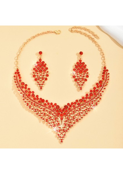 Kolye Küpe Seti, A Tılı Retro Tarzda Zarif Tasarım, Ziyafet Elbisesi Için Renkli, Yüksek Kali Kadın Modeli (Yurt Dışından) fırsatları