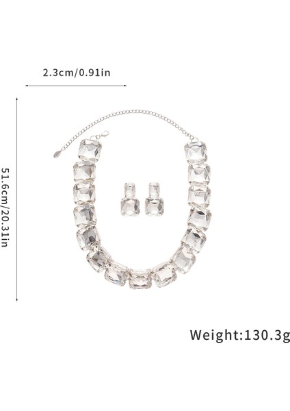 Elmaslı Kare Küpe 2025 Çılgın Tasarım, Moda Iş Seyahati Için Klavikula Z珠宝ri, Hafif Lüks, Yüksek Ka Kolye (Yurt Dışından)