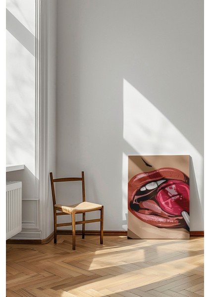 Lolipop Dudağı - Kanvas Tablo - Pop Art Şehvetli Modern Duvar Dekoru modelleri