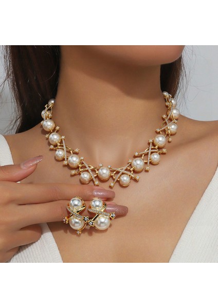 Modeli, Gelinlik Için 珠宝 Takı, Alaşım Taşlı Kolye ve Küpe Üçlü Seti, Model (Yurt Dışından) fiyatları