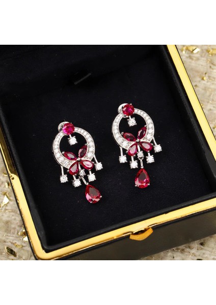 Yüksek Kali Tam Elmas Bahçe Kolye Kadın Şık, Zarif ve Prestijli Tam Elmas Küpe (Yurt Dışından)