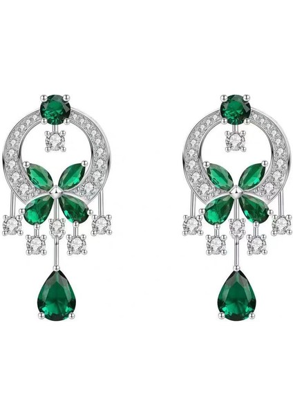 Yüksek Kali Tam Elmas Bahçe Kolye Kadın Şık, Zarif ve Prestijli Tam Elmas Küpe (Yurt Dışından)