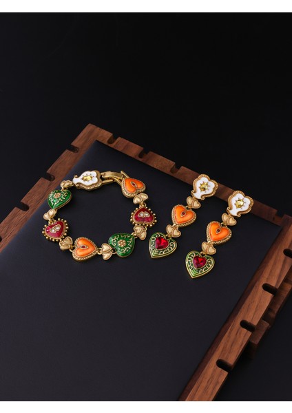 Retro Mahkeme Tarzı Aşk Küpeler Orta Antik Vintage Hafif Lüks Eski Takı Seti Yüksek Kali Elmas Küpeler (Yurt Dışından) fiyatları