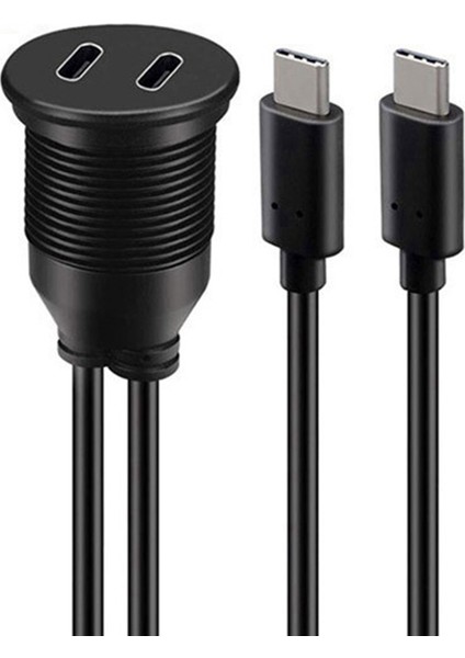 USB Tip C Uzantı Kablosu 1m Erkek - Kadın Çift Port Su Geçirmez Araba Montaj Kablosu Araba Kamyonu Teknesi Için Usb3.1 (Yurt Dışından)