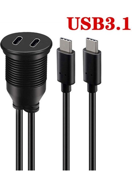 USB Tip C Uzantı Kablosu 1m Erkek - Kadın Çift Port Su Geçirmez Araba Montaj Kablosu Araba Kamyonu Teknesi Için Usb3.1 (Yurt Dışından) indirimleri