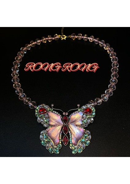 , Şirin ve Sevimli Antika Tarzı Renkli Kelebek Küpe Kolye (Yurt Dışından)