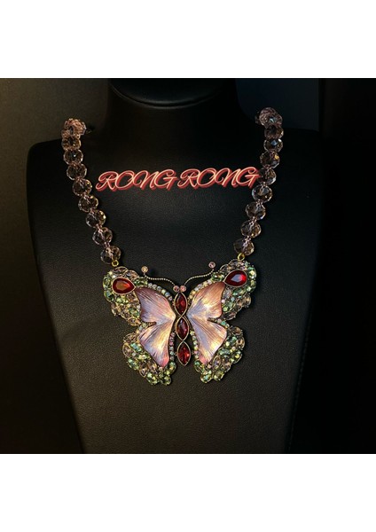 , Şirin ve Sevimli Antika Tarzı Renkli Kelebek Küpe Kolye (Yurt Dışından) fırsatları