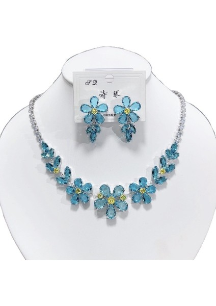 Moda Işlemeli Zirkon Lüks Kolye Küpe Seti, Şeffaf Buz Renkli Erik Çiçeği Kolye, Çok Amaçlı Kolye (Yurt Dışından) fırsatları