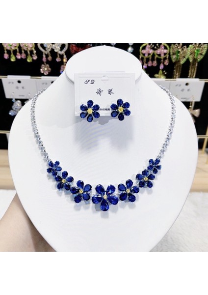 Zirkon Lüks Kolye Küpe Seti, Minik Erik Çiçeği Tasarımı, Üst Düzey, Çok Amaçlı, Bağlantısız Kolye Bileşeni (Yurt Dışından) modelleri